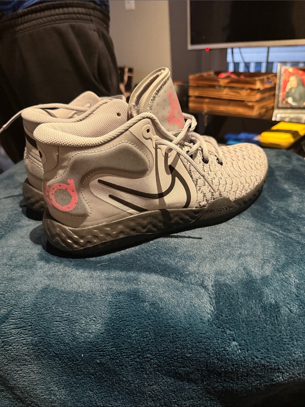 Nike Kids Gray and Pink KD Basketball Sneakers